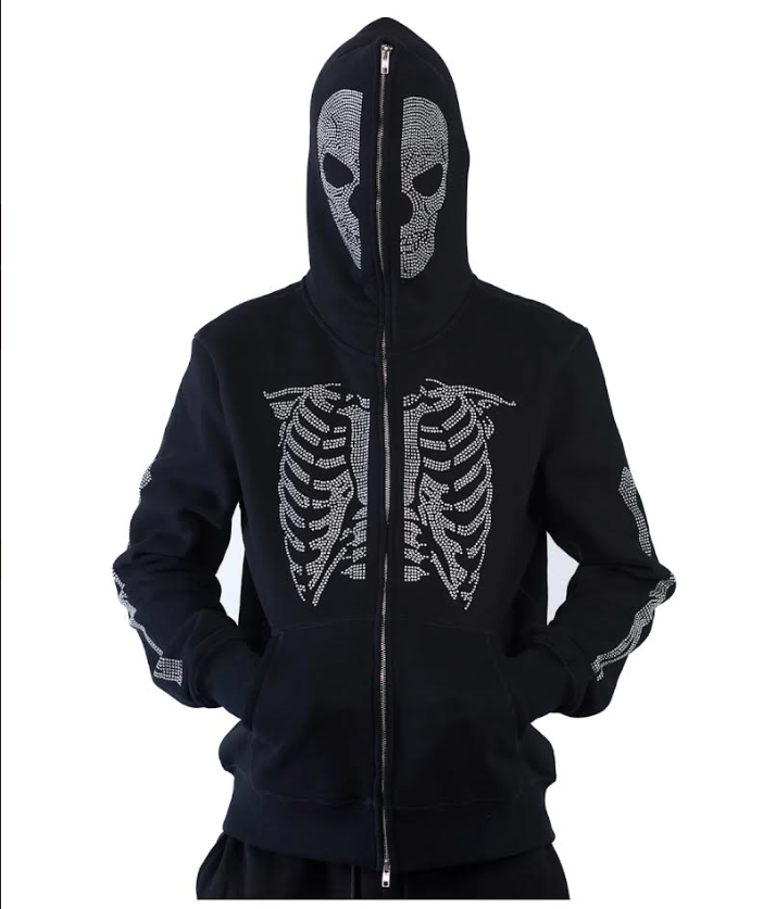 Skeleton Rhinestone Full Zip